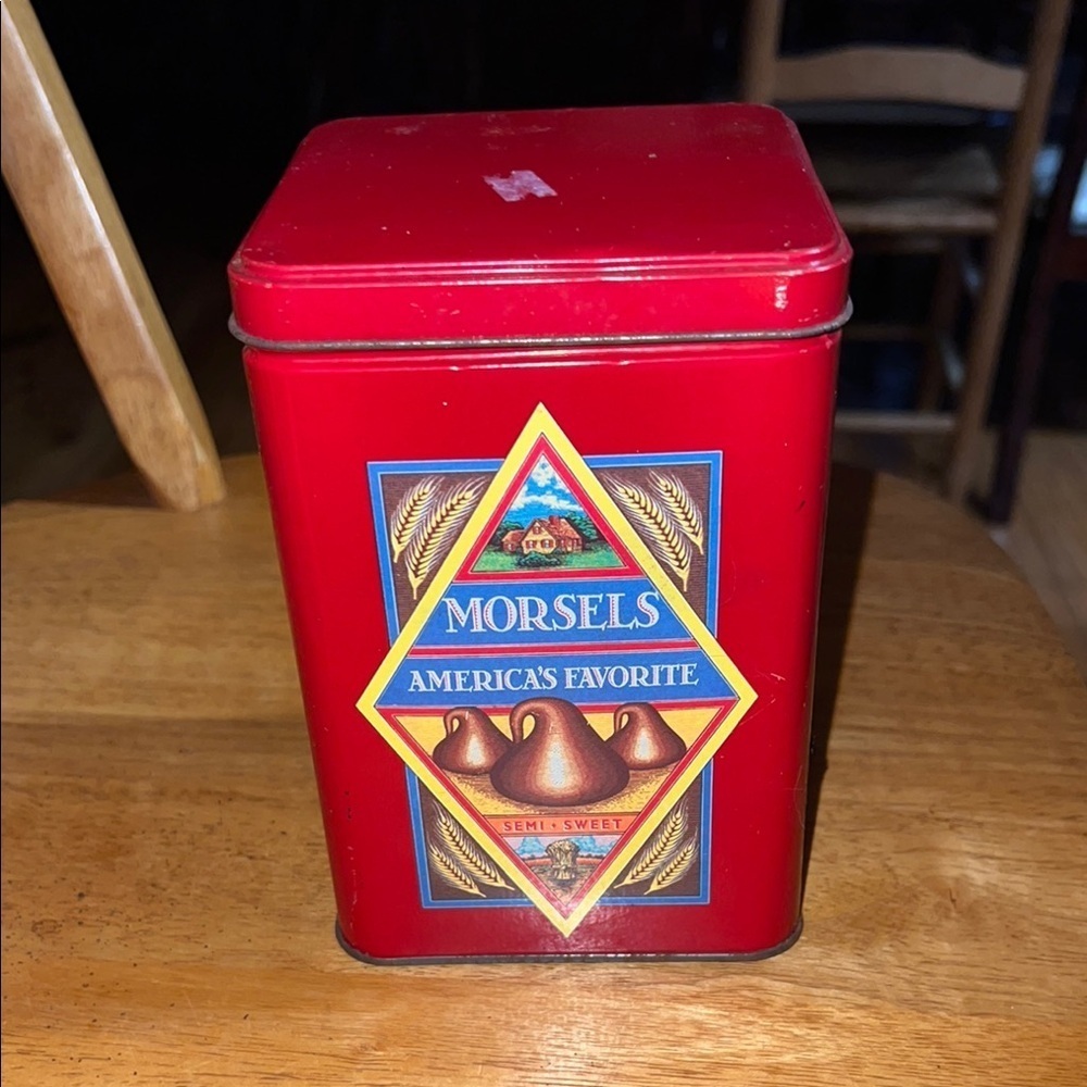 Vintage Nestle Toll House Red Morsels Tin Container